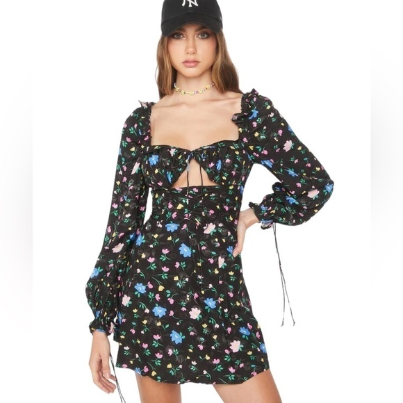 For Love and Lemons Lexy Long Sleeve Mini Dress Size Small New with Tag - Picture 1 of 14